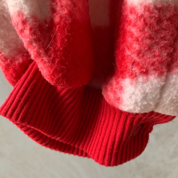 Fleece hooded unisex baby suit 6-9 red white - Picture 5 of 8